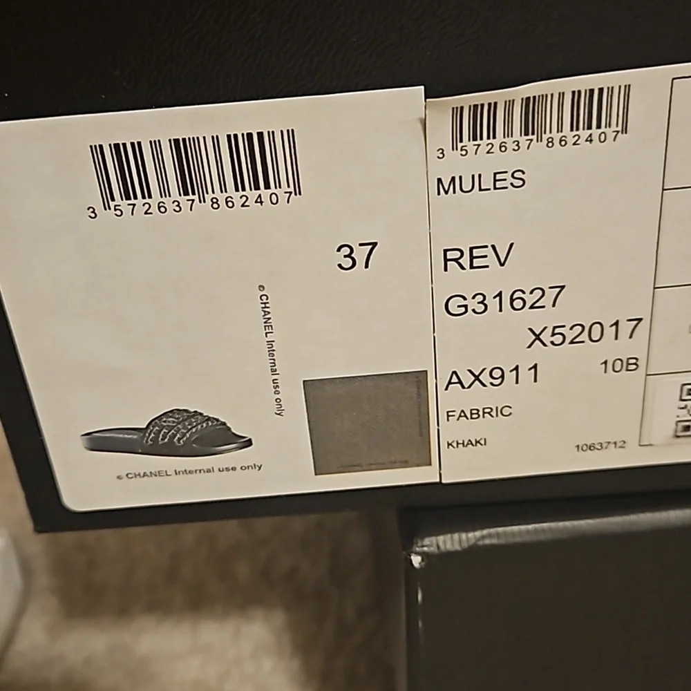 🛑CHANEL Lambskin Canvas Chain Sandals - Picture 8 of 8